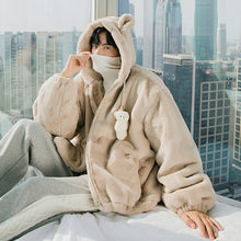Load image into Gallery viewer, Sicilian Men&#39;s Winter New Thick Bear Head Hooded Sweater Cute Loose Casual Warm Rabbit Fleece Jacket Men
