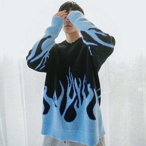 Sicilian Men's Men's Round Neck Sweater Design Sense Color-blocking Tops Teen Trend Handsome Pullover Knitwear