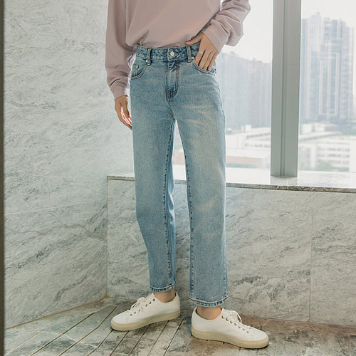Sicilian men's loose straight all-match pants men's Korean version of the trend loose men's wash light blue jeans