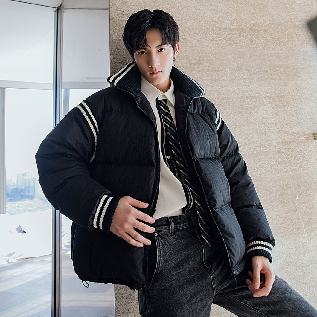 Sicilian men's bakery clothes lapel stitching loose and thickened youth warm cotton jacket men