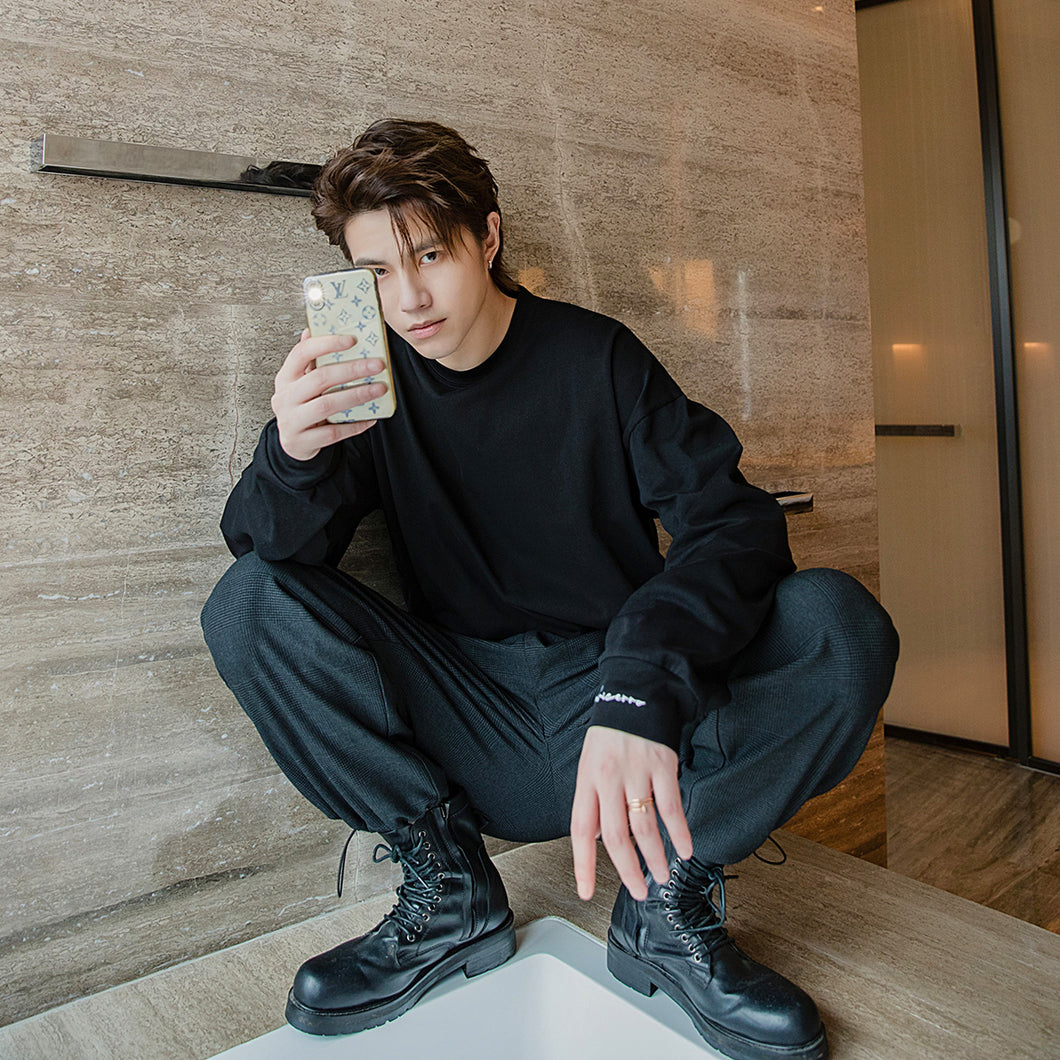 Sicilian men's autumn tops Korean version of the trend of men's inner bottoming shirt loose white long-sleeved t-shirt men