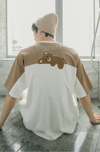 Load image into Gallery viewer, Sicilian men&#39;s new summer flocking bear T-shirt men&#39;s short-sleeved loose contrast stitching half-sleeved t-shirt
