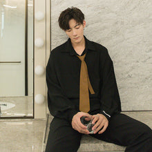 Load image into Gallery viewer, Sicilian men&#39;s spring college style white tie shirt male Korean style trend loose men handsome white shirt 4297457760380 4297457760379 4297457760381 4297457760378
