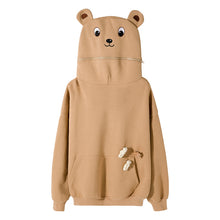 Load image into Gallery viewer, Sicilian men&#39;s cute bear head zipper hat long sleeve trend casual loose lazy style sweater men&#39;s hood
