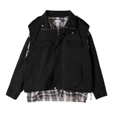 Load image into Gallery viewer, Sicilian men&#39;s plaid stitching fake two-piece jacket male Korean version of the trend of loose men&#39;s spring and autumn jackets
