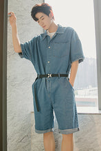 Load image into Gallery viewer, Sicilian men&#39;s summer thin section casual five-point pants male Korean men&#39;s denim jumpsuit loose shorts
