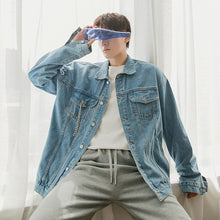 Load image into Gallery viewer, Sicilian Men&#39;s Fall Thin Washed Blue Denim Jacket Men&#39;s Korean Trend Loose Men&#39;s Casual Jacket
