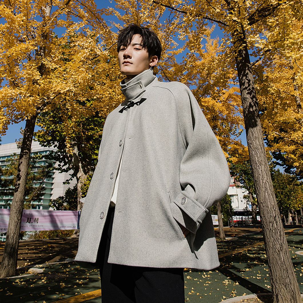 Sicilian men's clothing fast delivery ~ woolen coat men's loose stand-up collar woolen coat