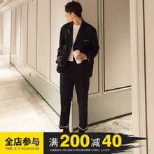 Load image into Gallery viewer, Sicilian men&#39;s spring black embroidery small suit jacket male Korean style trendy handsome loose casual suit
