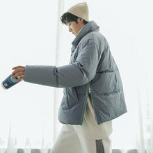 Load image into Gallery viewer, Sicilian men&#39;s mid-high collar down jacket design sense slits warm cotton jacket Korean style loose jacket
