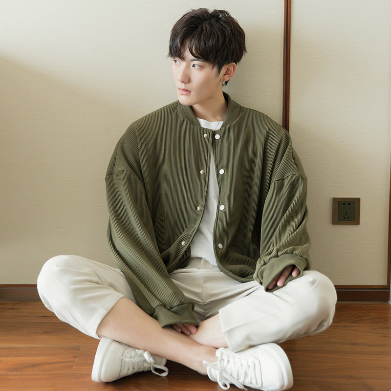 Sicilian men's autumn thin jacket men's Korean version of the trend of men's baseball uniform loose casual black jacket