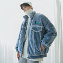 Load image into Gallery viewer, Sicilian men&#39;s lamb velvet mid-high collar cotton-padded jacket creative printing youth thickening men&#39;s jacket
