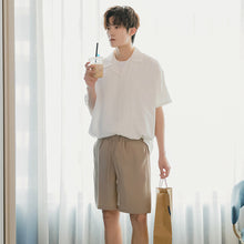 Load image into Gallery viewer, Sicilian men&#39;s short-sleeved shirt male Korean version of the trend loose men&#39;s casual white half-sleeved ice silk shirt
