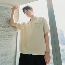 Load image into Gallery viewer, Sicilian men&#39;s summer Hong Kong style boys short-sleeved t-shirt tide brand trend loose chain pendant white Polo shirt
