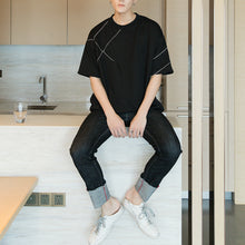 Load image into Gallery viewer, Sicilian men&#39;s spring men&#39;s bottoming shirt five-point sleeves Korean version of the trend loose embroidery white short-sleeved t-shirt men 4487370095693 4487370095692 4487370095694 4487370095691
