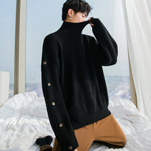 Load image into Gallery viewer, Sicilian men&#39;s winter new turtleneck sweater design sense decorative buckle trend loose handsome men&#39;s sweater
