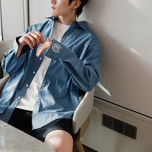 Load image into Gallery viewer, Sicilian men&#39;s autumn thin long-sleeved shirt men&#39;s Korean version of the trend handsome loose men&#39;s blue shirt jacket
