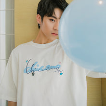 Load image into Gallery viewer, Sicilian men&#39;s summer new flocking letter embroidery T-shirt men&#39;s short-sleeved simple and loose student base shirt
