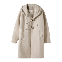 Load image into Gallery viewer, Sicilian men&#39;s winter new mid-length horn buckle woolen coat loose handsome casual hooded jacket men
