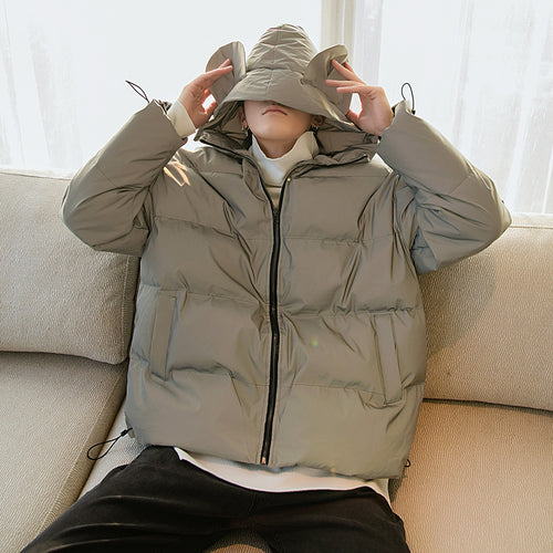 Sicilian Men's Cute Hooded Sweater Reflective Thicken Bread Clothes Loose Casual Men's Jacket