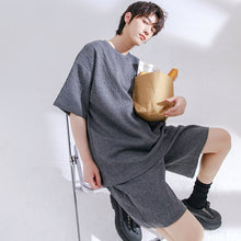 Load image into Gallery viewer, Sicilian men&#39;s summer loose short-sleeved t-shirt men&#39;s pleated trend handsome sports shorts men&#39;s casual suit
