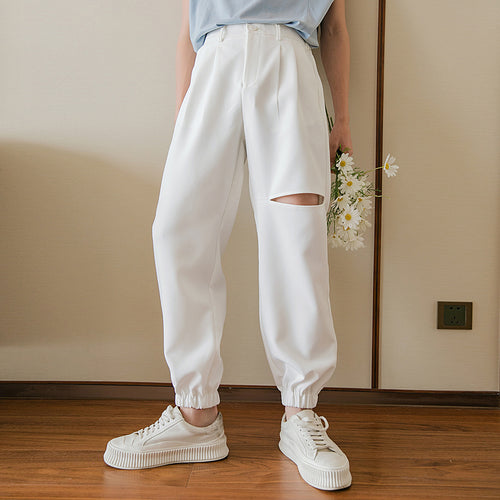 Sicilian men's casual pants men's summer thin section trend wild hole men's sports trousers nine points pants