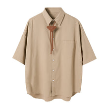 Load image into Gallery viewer, Sicilian men&#39;s college style tie shirt male Korean style trend five-point sleeve loose boys short-sleeved shirt
