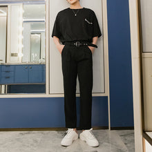 Load image into Gallery viewer, Sicilian men&#39;s autumn black casual pants men&#39;s Korean style trend men&#39;s nine-point loose wide-leg straight-leg pants
