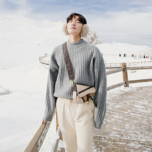 Load image into Gallery viewer, Sicilian men&#39;s clothing fast delivery ~ vertical stripes bottoming sweater loose thick round neck sweater men
