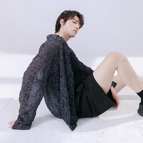 Sicilian men's shirt men's long-sleeved summer thin cardigan men's loose transparent summer sunscreen shirt breathable