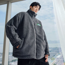 Load image into Gallery viewer, Sicilian men&#39;s winter new style cotton high collar lamb velvet color matching denim embroidery long-sleeved casual handsome jacket
