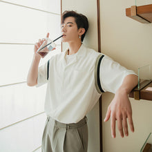 Load image into Gallery viewer, Sicilian men&#39;s ice silk short-sleeved white shirt male Korean version of the trend loose men&#39;s summer white design shirt
