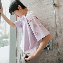 Load image into Gallery viewer, Sicilian Men&#39;s Summer Embroidered T-shirt Men&#39;s Short Sleeve Tide Brand All-match Loose Top Flower Youth T-shirt
