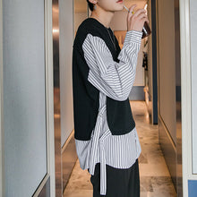 Load image into Gallery viewer, Sicilian men&#39;s striped shirt men&#39;s long-sleeved spring design sense niche fake two-piece lace stitching casual shirt
