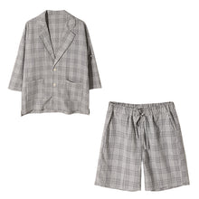 Load image into Gallery viewer, Sicilian men&#39;s spring Korean plaid suit jacket shorts two-piece suit men&#39;s casual suit suit men
