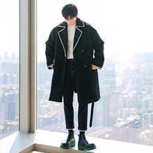 Load image into Gallery viewer, Sicilian men&#39;s black mid-length woolen coat loose Korean style trendy handsome men&#39;s versatile coat
