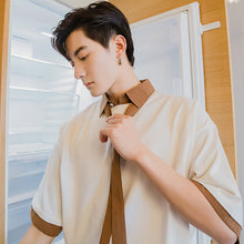 Load image into Gallery viewer, 【Limited Time Special】Design sense fake two-piece tie shirt male Korean style trend loose boys short-sleeved shirt
