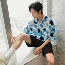 Load image into Gallery viewer, Sicilian men&#39;s summer tie-dye short-sleeved shirt male Korean style trendy handsome loose men&#39;s five-point sleeve shirt
