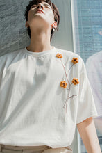 Load image into Gallery viewer, Sicilian men&#39;s summer half-sleeved men&#39;s tide brand trend loose men&#39;s design embroidery white short-sleeved t-shirt
