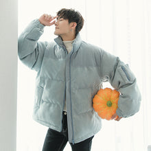 Load image into Gallery viewer, 【Spot quick delivery】Men&#39;s deerskin velvet stitching loose thickened stand-up collar cotton jacket men&#39;s winter
