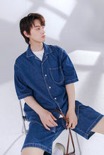 Load image into Gallery viewer, Sicilian men&#39;s loose denim shirt thin design niche shorts casual suit men&#39;s summer two-piece suit
