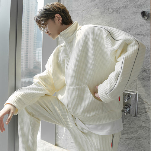 【Take a 40% off straight down】Handsome jacket jacket reflective stripe sweatpants men's casual suit two-piece suit