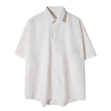 Load image into Gallery viewer, Sicilian men&#39;s ice silk short-sleeved white shirt male Korean style trendy handsome loose men&#39;s printed white shirt
