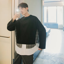 Load image into Gallery viewer, Sicilian men&#39;s Korean style design blouse for boys loose fake two-piece white pullover sweater for men
