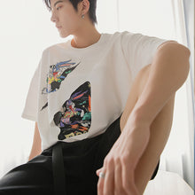 Load image into Gallery viewer, 【Limited Time Special】Summer short-sleeved men&#39;s tide brand trend loose men&#39;s half-sleeved hole printed white t-shirt
