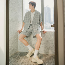 Load image into Gallery viewer, Sicilian men&#39;s spring Korean plaid suit jacket shorts two-piece suit men&#39;s casual suit suit men
