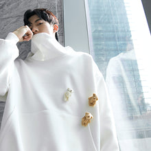 Load image into Gallery viewer, Sicilian men&#39;s cute bear head zipper hat long sleeve trend casual loose lazy style sweater men&#39;s hood
