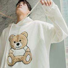 Load image into Gallery viewer, Sicilian men&#39;s autumn Korean style tops for boys loose casual embroidery white bear hooded sweater men&#39;s trend
