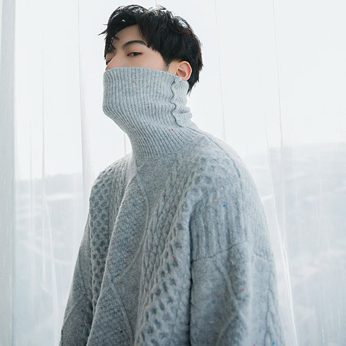 Sicilian men's winter new thick turtleneck sweater twist color Korean trend handsome men's sweater