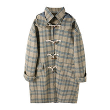 Load image into Gallery viewer, Sicilian men&#39;s mid-length over-the-knee horn button coat British style hooded woolen coat
